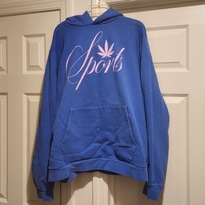 Heavyweight blue "Sports" hoodie by Uxe Mentale 2XL (mens)